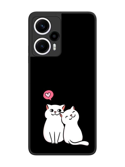 Cat Love Glossy Metal Phone Cover for Poco F5 (5G) Zapvi