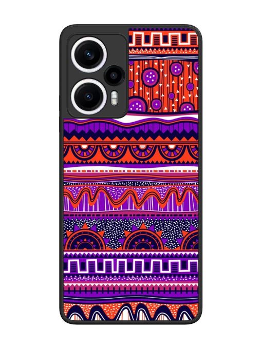 Ethnic Seamless Pattern Glossy Metal TPU Phone Cover for Poco F5 (5G)