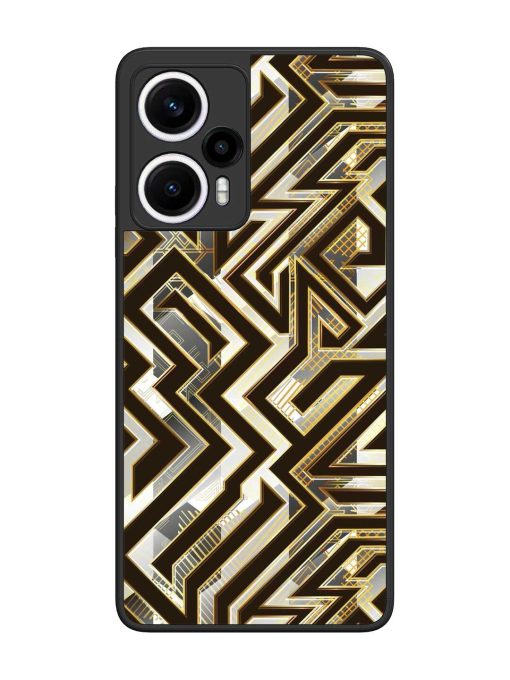 Technology Geometric Seamless Glossy Metal Phone Cover for Poco F5 (5G) Zapvi