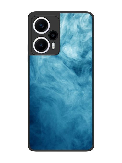 Blue Smoke Art Glossy Metal Phone Cover for Poco F5 (5G)