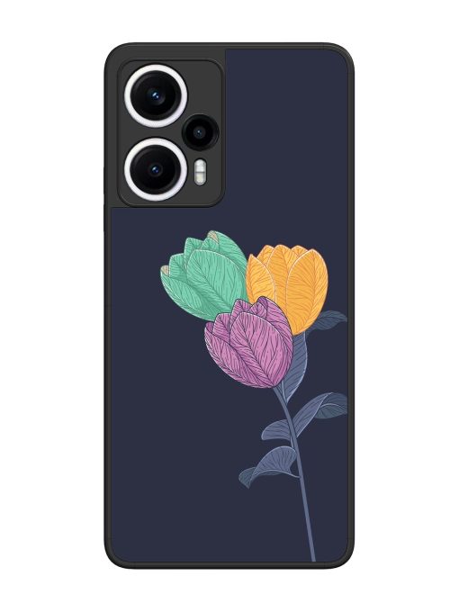 Flower Vector Glossy Metal Phone Cover for Poco F5 (5G)