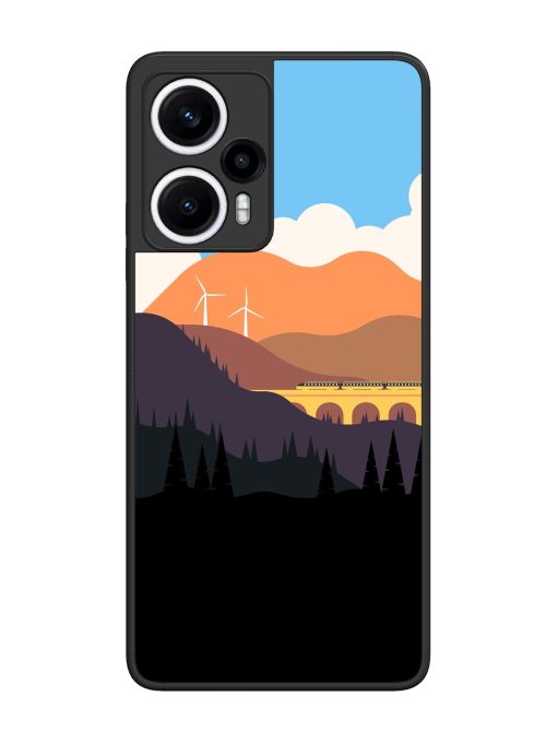 Minimal Mountain Vector Glossy Metal Phone Cover for Poco F5 (5G)