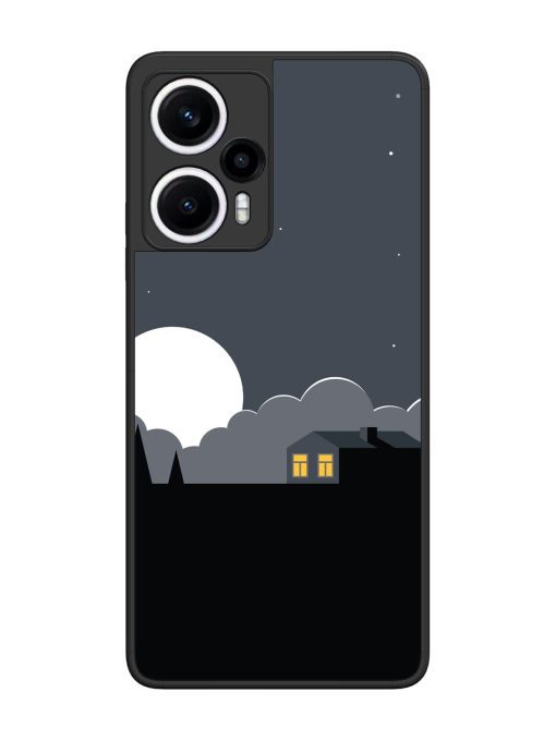 Full Moon Vector Art Glossy Metal Phone Cover for Poco F5 (5G) Zapvi