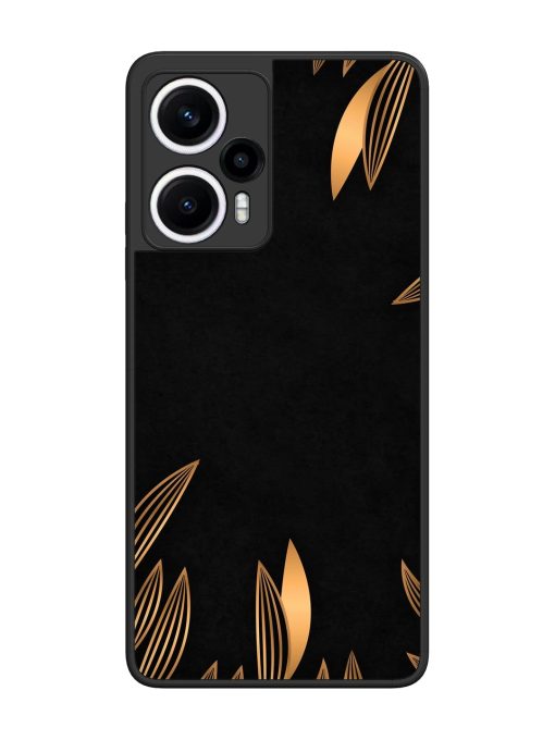 Golden Leaf Pattern Glossy Metal Phone Cover for Poco F5 (5G) Zapvi