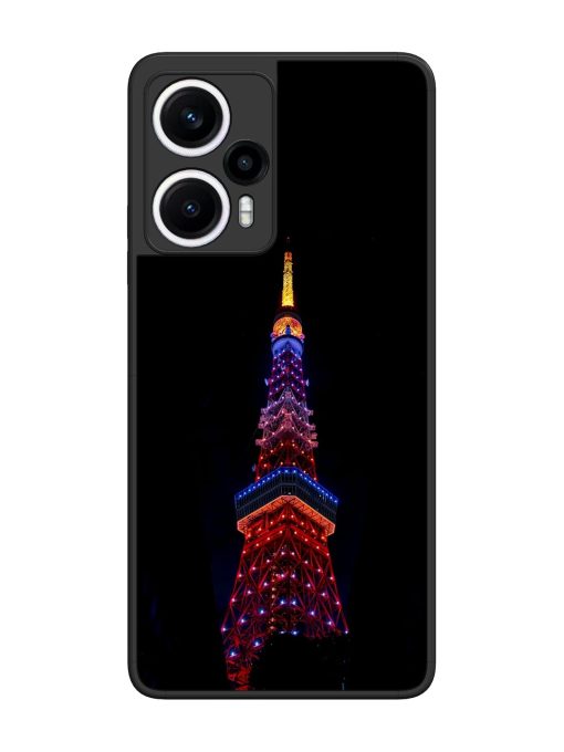 Eiffel Tower Night View Glossy Metal Phone Cover for Poco F5 (5G) Zapvi