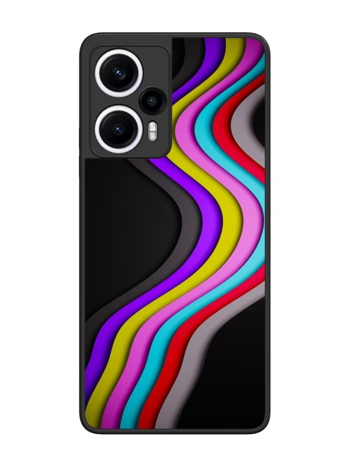 Liquid Blue Abstract Glossy Metal Phone Cover for Poco F5 (5G) Zapvi