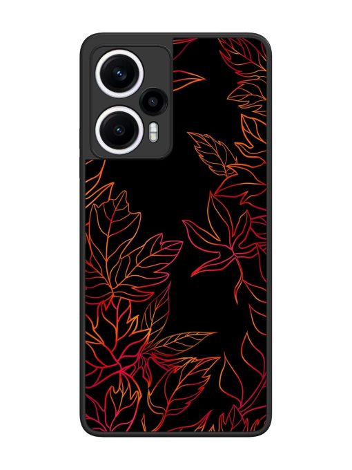 Red Floral Pattern Glossy Metal Phone Cover for Poco F5 (5G)