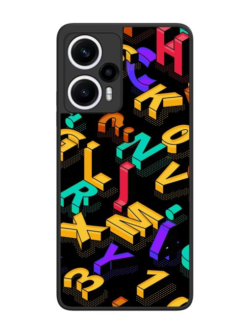 Seamless Pattern With Letters Glossy Metal Phone Cover for Poco F5 (5G) Zapvi