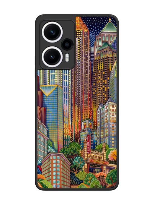 Cityscapes Art Glossy Metal Phone Cover for Poco F5 (5G) Zapvi