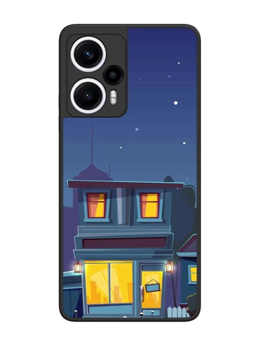 Vector Night House Glossy Metal Phone Cover for Poco F5 (5G) Zapvi