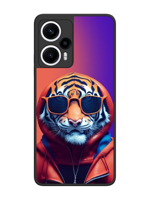 Tiger Animation Glossy Metal Phone Cover for Poco F5 (5G) Zapvi