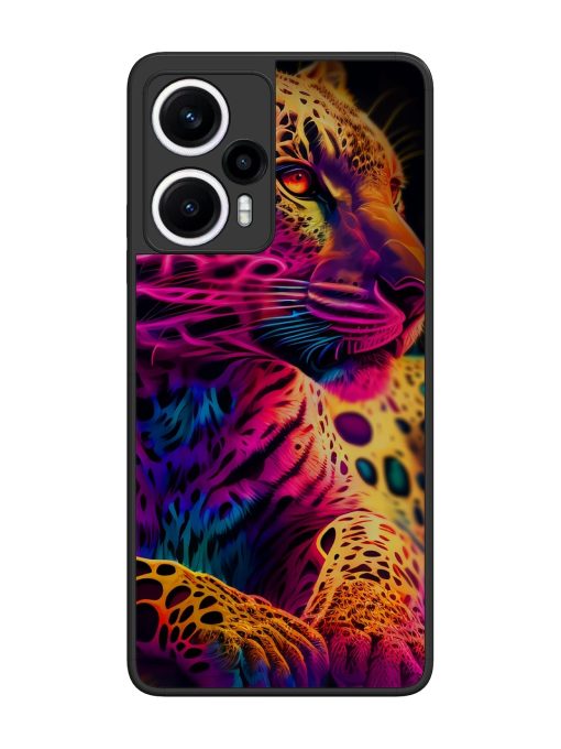 Leopard Art Glossy Metal Phone Cover for Poco F5 (5G) Zapvi