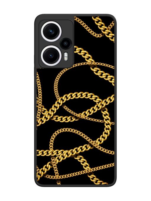 Decorative Golde Chain Glossy Metal Phone Cover for Poco F5 (5G) Zapvi