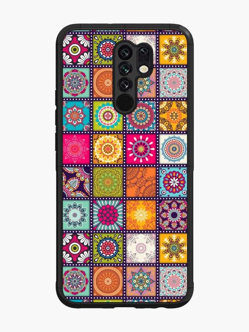 Seamless Pattern Vintage Glossy Metal Phone Cover for Poco M2 Zapvi