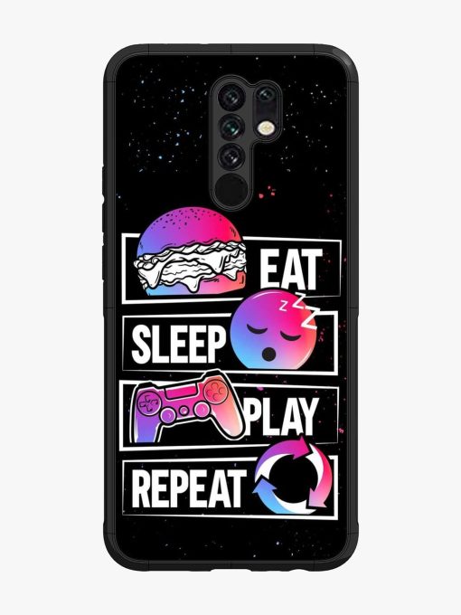 Eat Sleep Play Repeat Glossy Metal Phone Cover for Poco M2 Zapvi