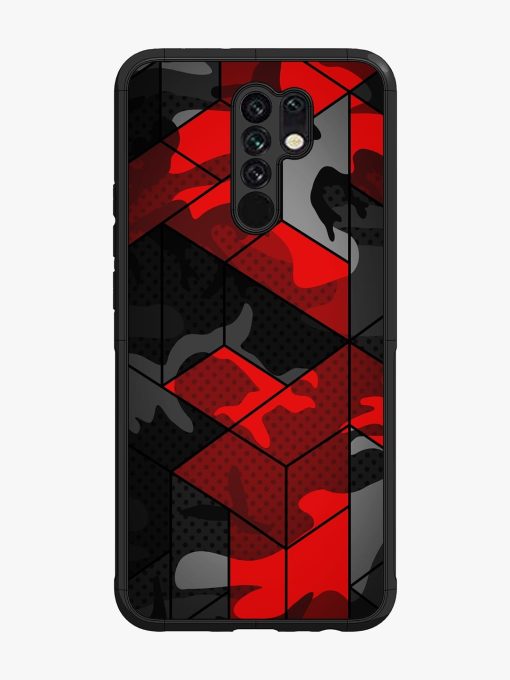 Royal Red Camouflage Pattern Glossy Metal Phone Cover for Poco M2 Zapvi