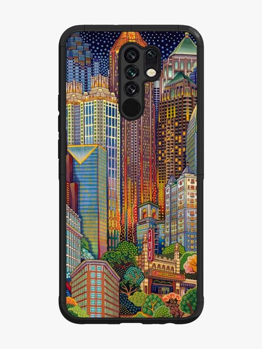 Cityscapes Art Glossy Metal Phone Cover for Poco M2 Zapvi