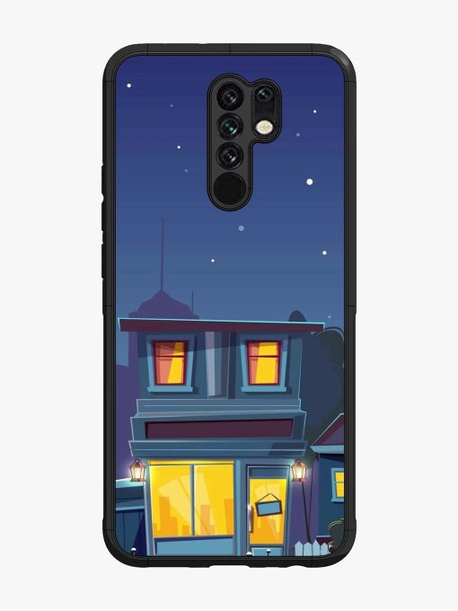 Vector Night House Glossy Metal Phone Cover for Poco M2 Zapvi