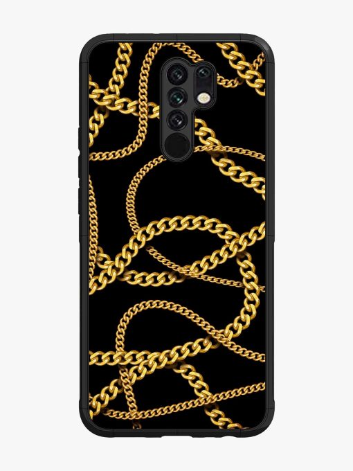 Decorative Golde Chain Glossy Metal Phone Cover for Poco M2 Zapvi