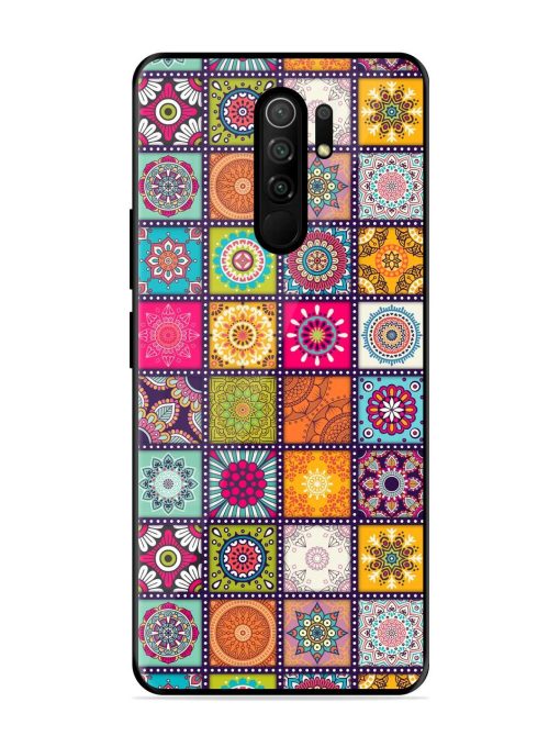 Seamless Pattern Vintage Glossy Metal Phone Cover for Poco M2 Reloaded Zapvi