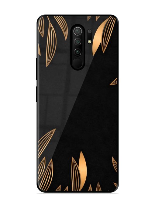 Golden Leaf Pattern Glossy Metal Phone Cover for Poco M2 Reloaded Zapvi