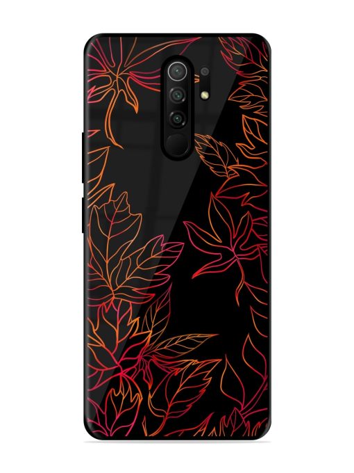 Red Floral Pattern Glossy Metal Phone Cover for Poco M2 Reloaded