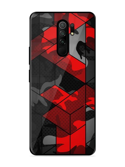 Royal Red Camouflage Pattern Glossy Metal Phone Cover for Poco M2 Reloaded Zapvi