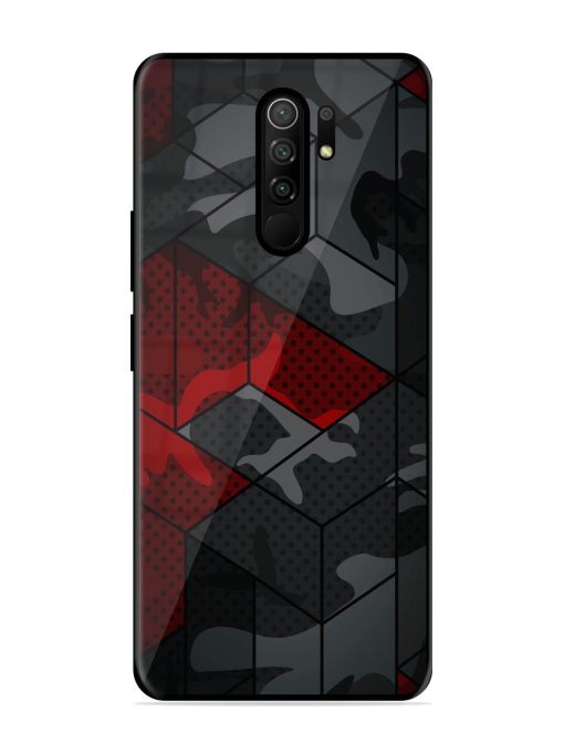 Red And Grey Pattern Glossy Metal Phone Cover for Poco M2 Reloaded