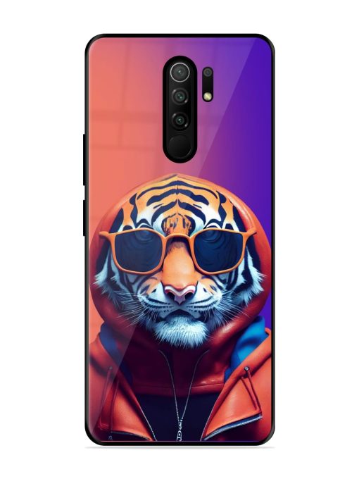 Tiger Animation Glossy Metal Phone Cover for Poco M2 Reloaded