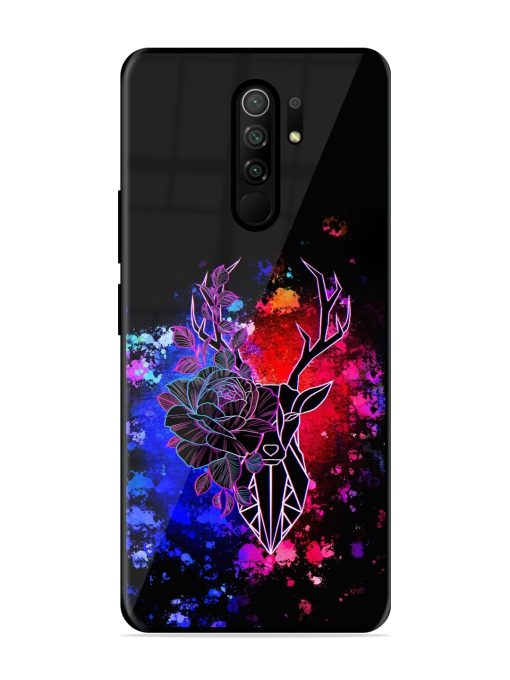 Floral Deer Art Glossy Metal Phone Cover for Poco M2 Reloaded Zapvi