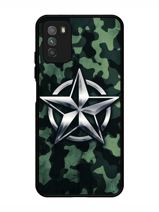 Indian Army Star Design Glossy Metal Phone Cover for Poco M3 Zapvi