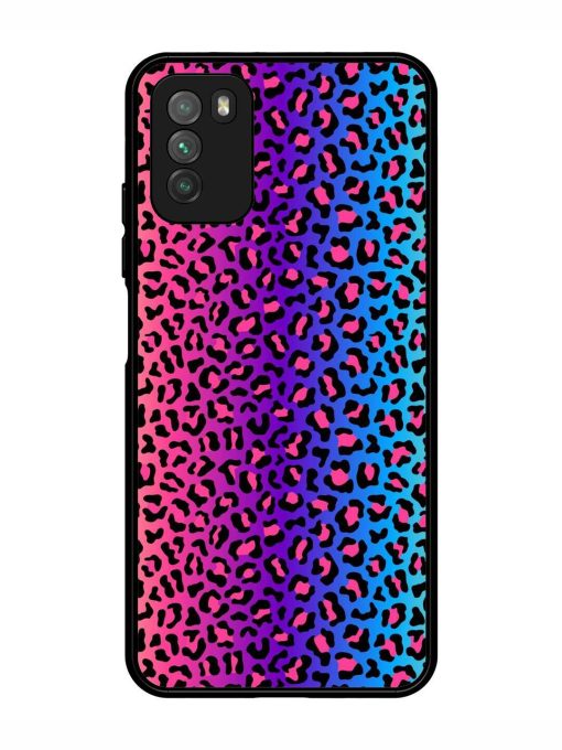 Colorful Leopard Seamless Glossy Metal Phone Cover for Poco M3 Zapvi