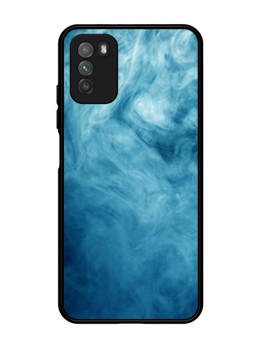 Blue Smoke Art Glossy Metal Phone Cover for Poco M3