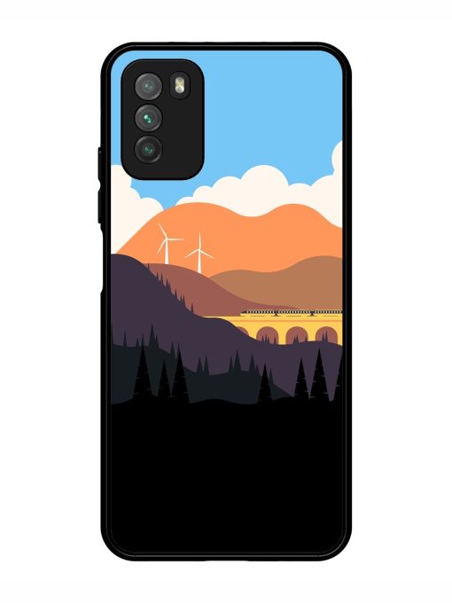 Minimal Mountain Vector Glossy Metal Phone Cover for Poco M3