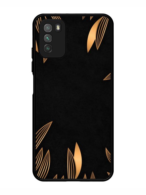 Golden Leaf Pattern Glossy Metal Phone Cover for Poco M3 Zapvi