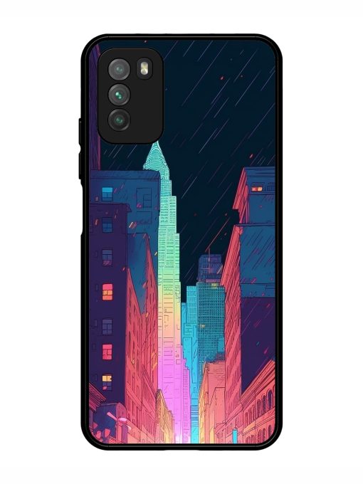 Minimal City Art Glossy Metal Phone Cover for Poco M3 Zapvi