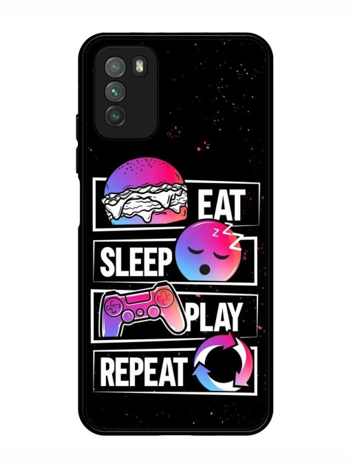 Eat Sleep Play Repeat Glossy Metal Phone Cover for Poco M3 Zapvi