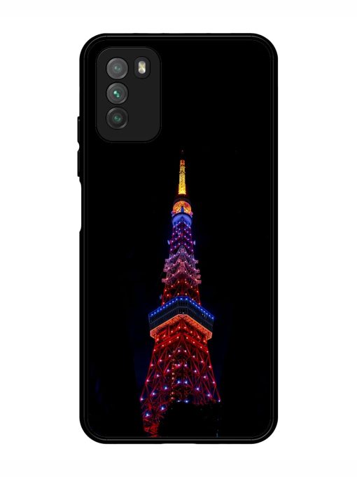 Eiffel Tower Night View Glossy Metal Phone Cover for Poco M3 Zapvi