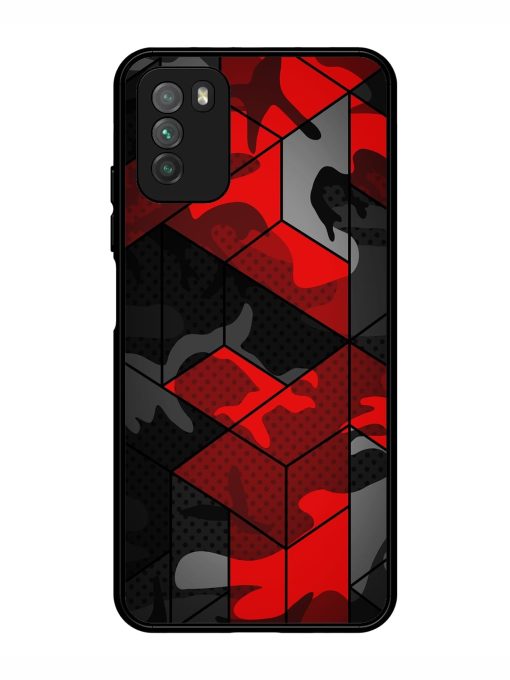 Royal Red Camouflage Pattern Glossy Metal Phone Cover for Poco M3 Zapvi