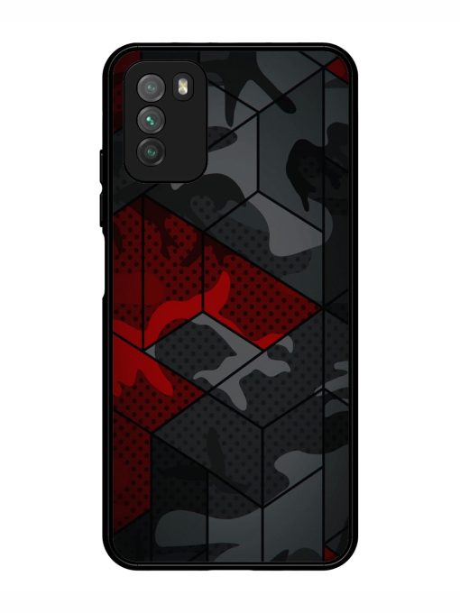 Red And Grey Pattern Glossy Metal Phone Cover for Poco M3 Zapvi