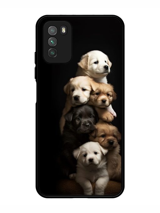 Cute Baby Dogs Glossy Metal Phone Cover for Poco M3