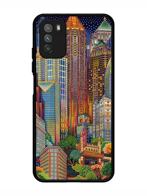 Cityscapes Art Glossy Metal Phone Cover for Poco M3 Zapvi