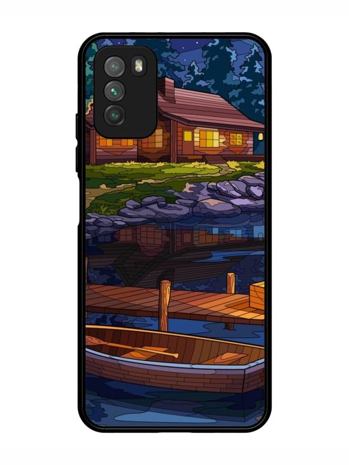 Village Night Scene Glossy Metal Phone Cover for Poco M3 Zapvi