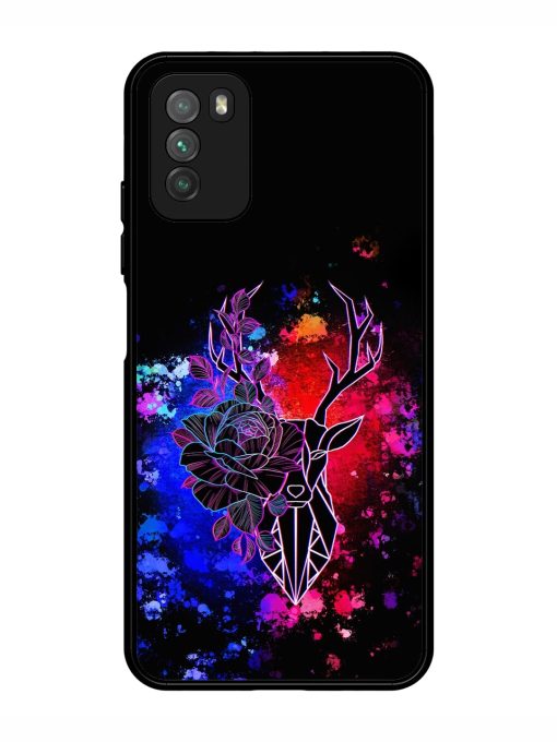 Floral Deer Art Glossy Metal Phone Cover for Poco M3 Zapvi