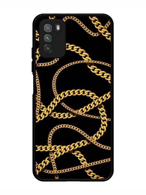 Decorative Golde Chain Glossy Metal Phone Cover for Poco M3 Zapvi