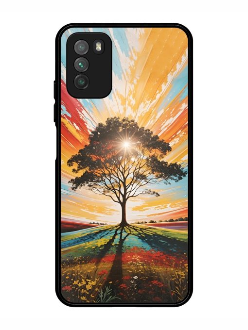 Abstract Tree Colorful Art Glossy Metal Phone Cover for Poco M3 Zapvi