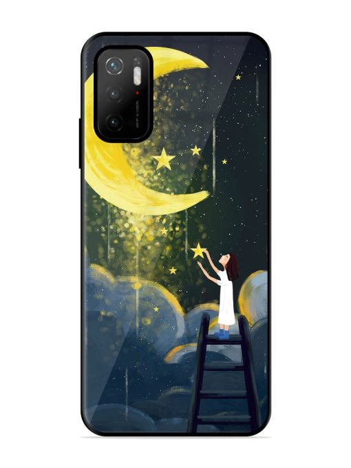 Moonlight Healing Night Illustration Glossy Metal TPU Phone Cover for Poco M3 Pro (5G)