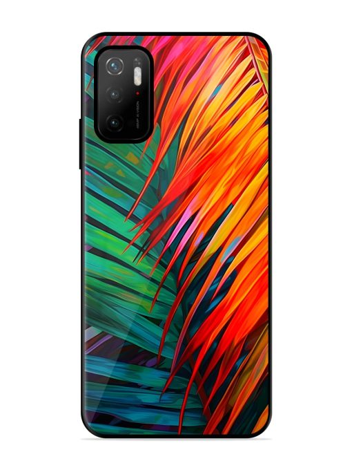 Painted Tropical Leaves Glossy Metal Phone Cover for Poco M3 Pro (5G) Zapvi