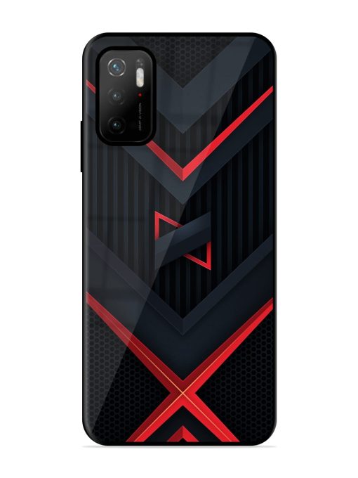 Red Gray Abstract Glossy Metal Phone Cover for Poco M3 Pro (5G) Zapvi