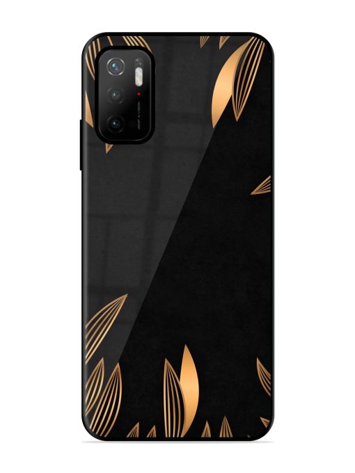 Golden Leaf Pattern Glossy Metal Phone Cover for Poco M3 Pro (5G)